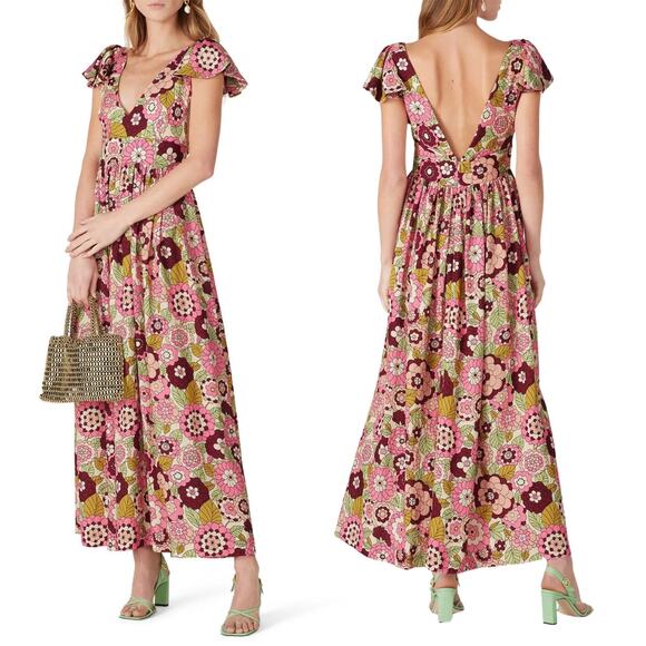 Dodo Bar Or Jenny Maxi Dress Pink Green XS - Picture 10 of 10